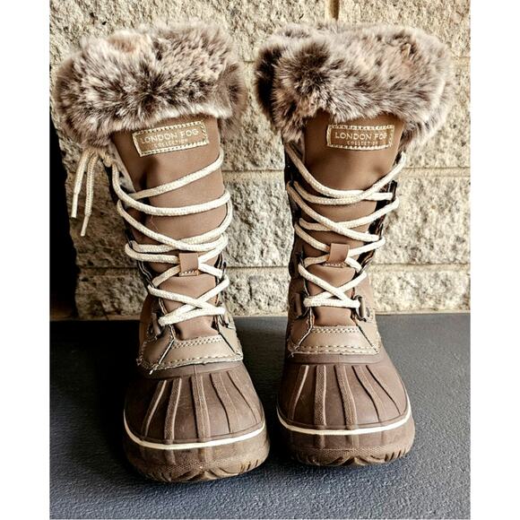 London Fog Collection Winter Rain Snow Waterproof Boots, Kids sz 1, Fur lined - Picture 2 of 5